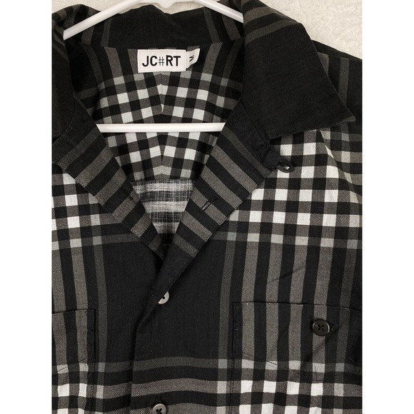 JCRT Black Plaid Twill Short Sleeve Shirt Mens JC#RT Sz M - Picture 5 of 10